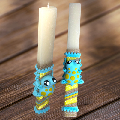 Λαμπάδα γαλάζιο βατραχάκι 3D