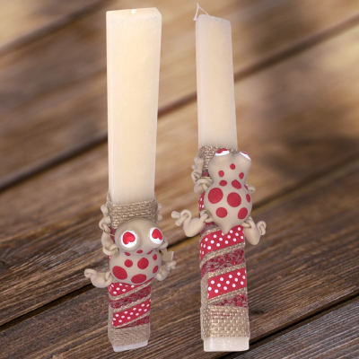 Λαμπάδα μπεζ βατραχάκι 3D