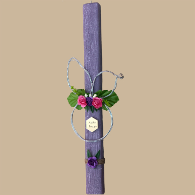 Λαμπάδα κουνελάκι με λουλούδια